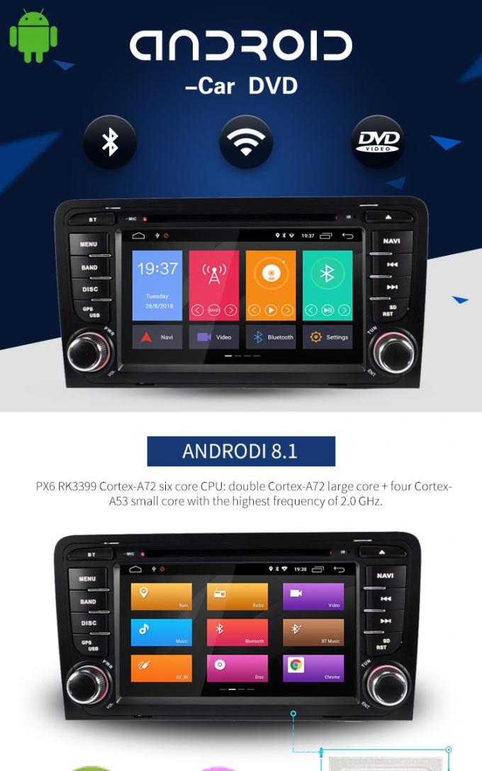 Auto-DVD-Spieler eingebautes GPS 4+32G Audi Android mit Spiegel-Verbindung BTs GPS DVR