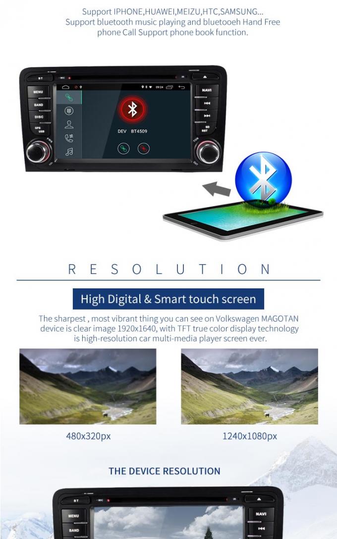 Auto-DVD-Spieler eingebautes GPS 4+32G Audi Android mit Spiegel-Verbindung BTs GPS DVR