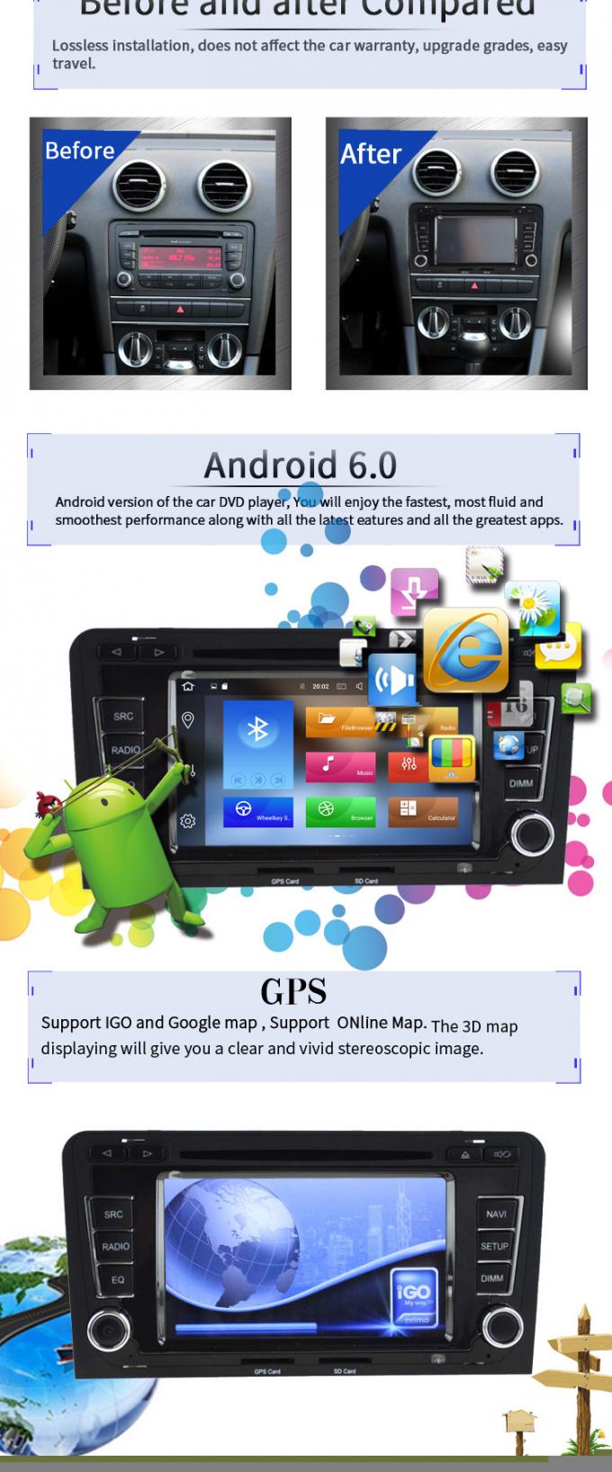 Auto-DVD-Spieler Touch Screen Gps Android Audi mit Bluetooth Playstore
