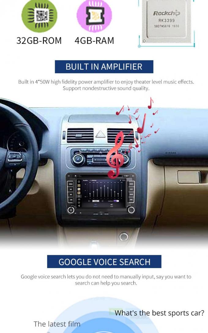 7 Auto Zoll-Touch Screen Volkswagen-DVD-Spieler-Androids 8,1 mit Wifi BT GPS ZUSATZ