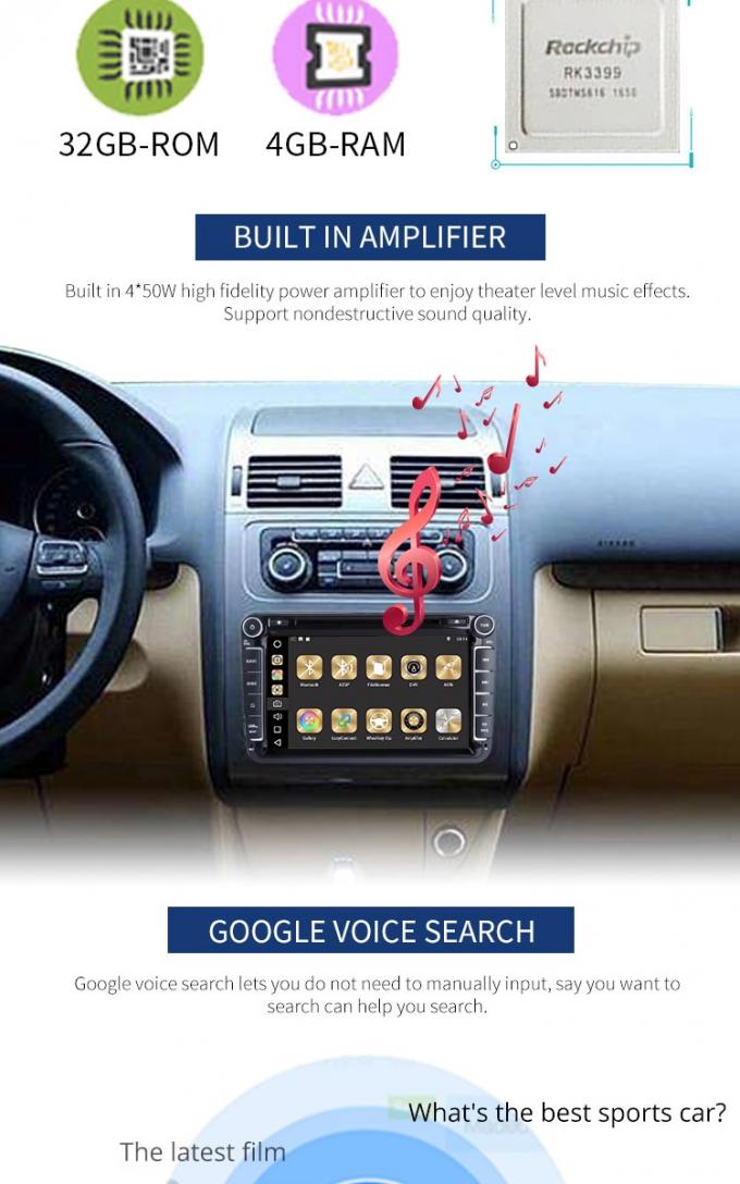 Lärm-Volkswagen Golf-DVD-Spieler-Front Camrea-Rückseiten-Selbstkamera 4GB RAM Android doppelte