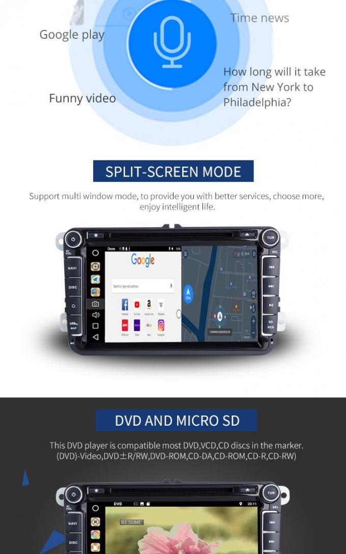 Lärm-Volkswagen Golf-DVD-Spieler-Front Camrea-Rückseiten-Selbstkamera 4GB RAM Android doppelte