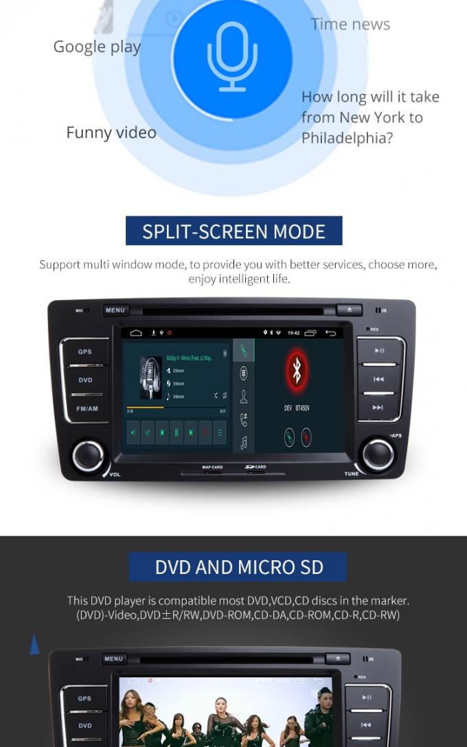 VW-DVD-Spieler Skoda-Octavia, Fahrzeug-DVD-Spieler mit Rückseiten-Kamera BTs Canbus