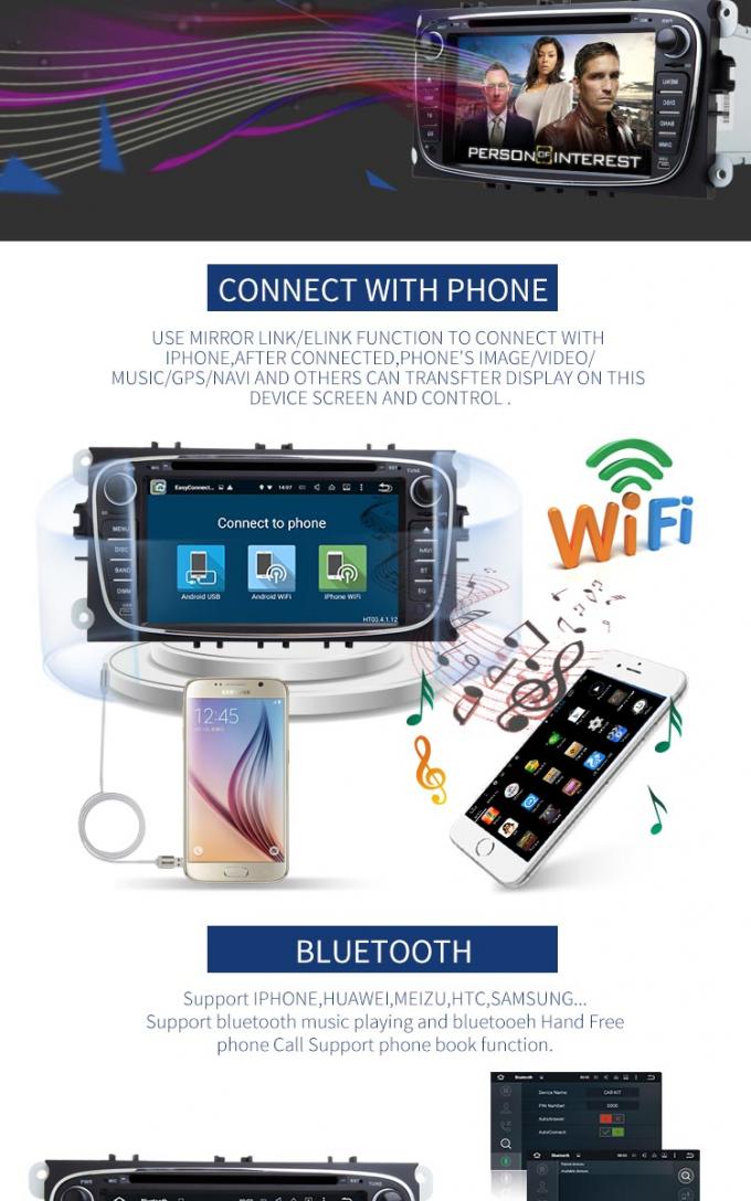 ZUSATZauto-DVD-Spieler WIFIS IPOD USB für Ford Focus-Touch Screen Humanisierungs-Entwurf