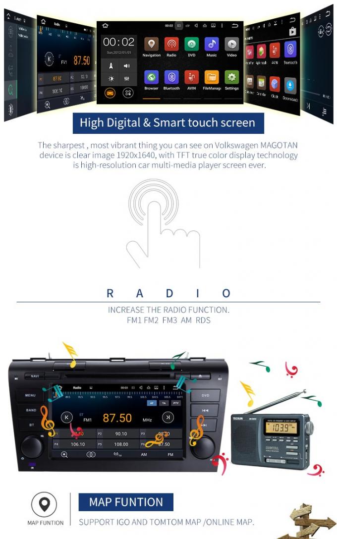 Radio Android 7,1 Auto-Stereomultimedia-Android-Auto-DVD PlayerBT für MAZDA 3