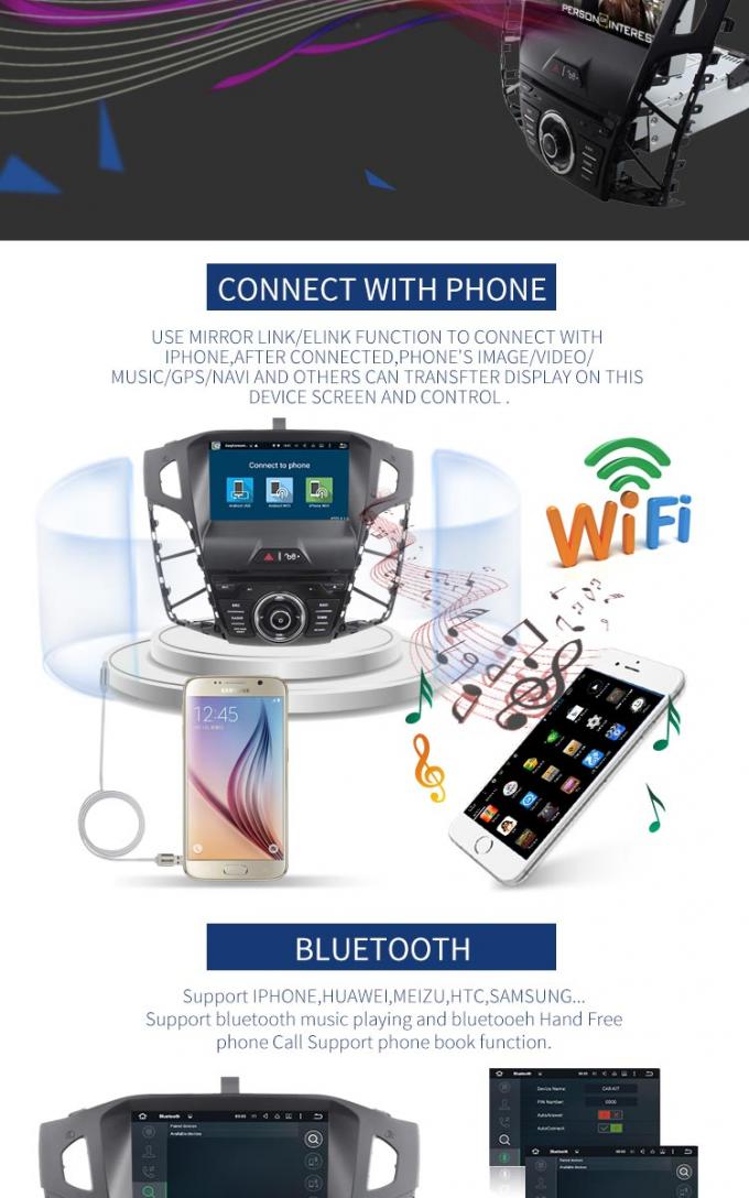 8 Zoll-Touch Screen Ford-Auto-DVD-Spieler RDS KLECKS Stereo-Bluetooth - ermöglicht