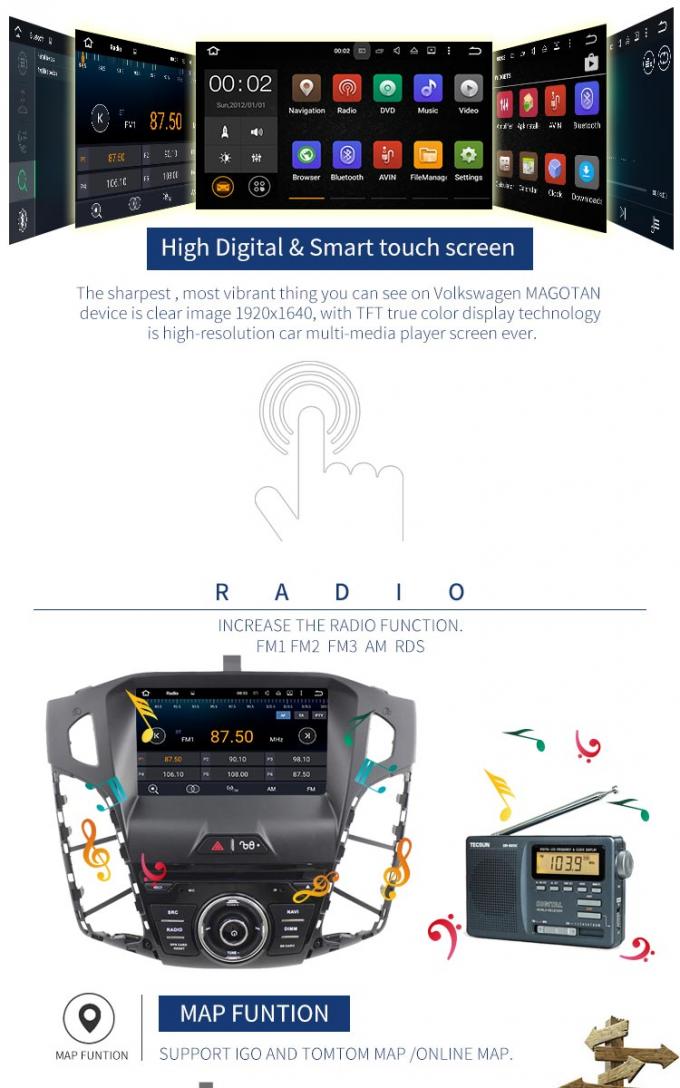 8 Zoll-Touch Screen Ford-Auto-DVD-Spieler RDS KLECKS Stereo-Bluetooth - ermöglicht