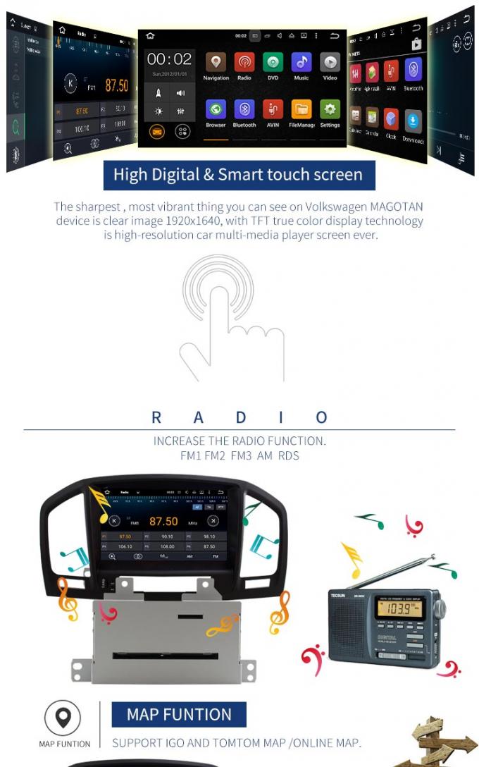 Android 7,1 Opel-Autoradio-DVD-Spieler-Insignien mit Multimedia-Radio