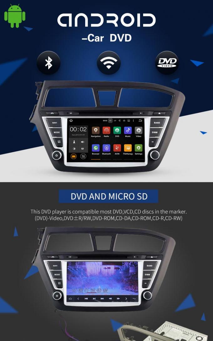 8 Zoll-Touch Screen Auto Hyundai Media Player Android 7,1 mit der hinteren Kamera ZUSATZ
